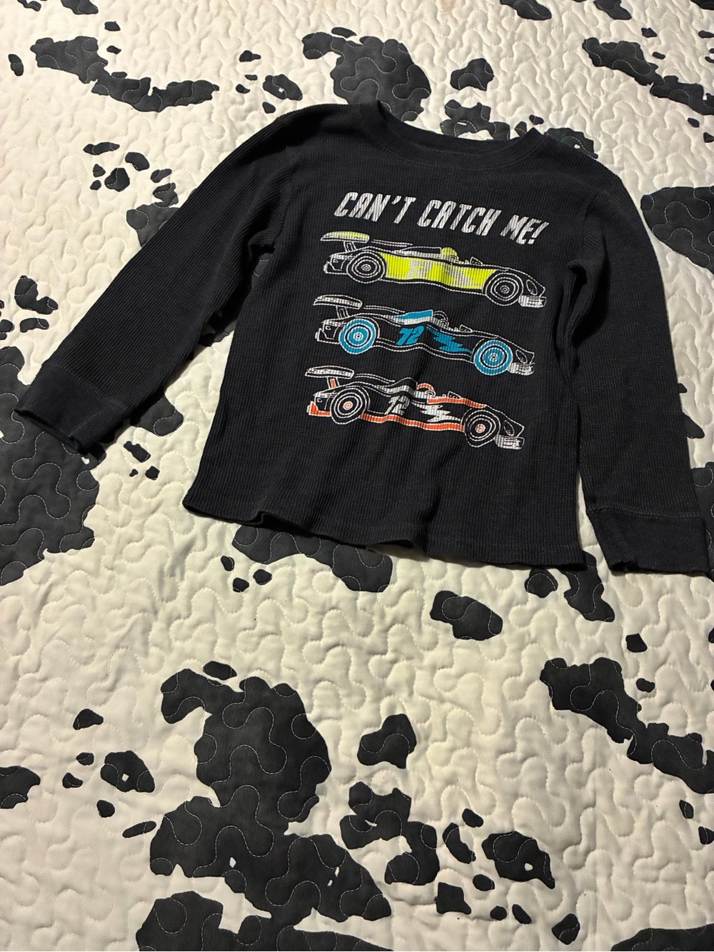 Garanimals Black Long-Sleeve Tee with Neon Race Car Graphics